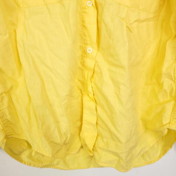 LL Bean Shirt Womens Small Button Down Yellow Front Pockets Spring Collar - Picture 4 of 7